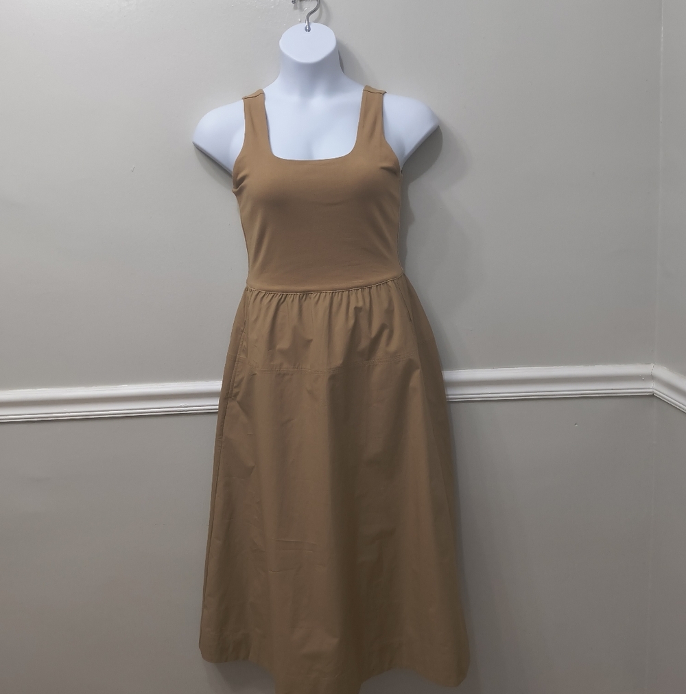 Everlane Supima Jersey Riviera Dress "Tiger Eye"Tan/Brown M Neutral Minimalist - Picture 4 of 13